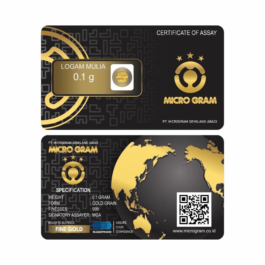 MICROGRAM Logam mulia Emas Mini 0.1 Gram-Grosir > 5 pcs
