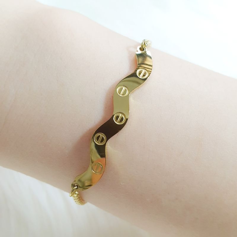 Gelang Serut Gelombang Gold Titanium N10012206