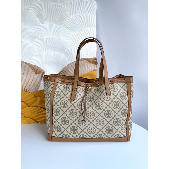 Tas Tory Burch 80644 Monogram Casual Leather Office Style - Hazel