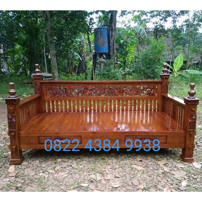 Kursi Bangku Panjang Jati Bale Bale Ukiran Sofa Bed Risban Lincak Cafe