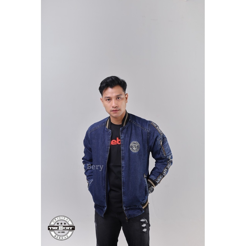 TURUN HARGA ! Jaket Jeans Basic Pria Bordir Tb Taping 71 The Berry - Jaket Jeans Pria - Jaket Jeans Bordir Terlaris