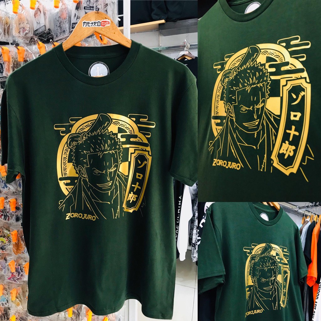 Kudou x Metro - Kaos Roronoa Zoro Juro Gold Green Onepiece Mugiwara