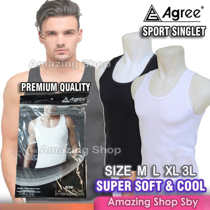 Singlet Pria Laki Laki Agree Sport Original Murah