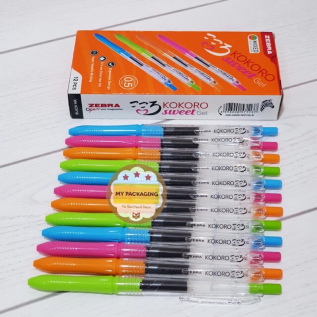 Pulpen Kokoro SWEET Gel Zebra / Bolpen Gel Tinta Warna - Bolpen Gel Tinta Hitam - HARGA SATUAN