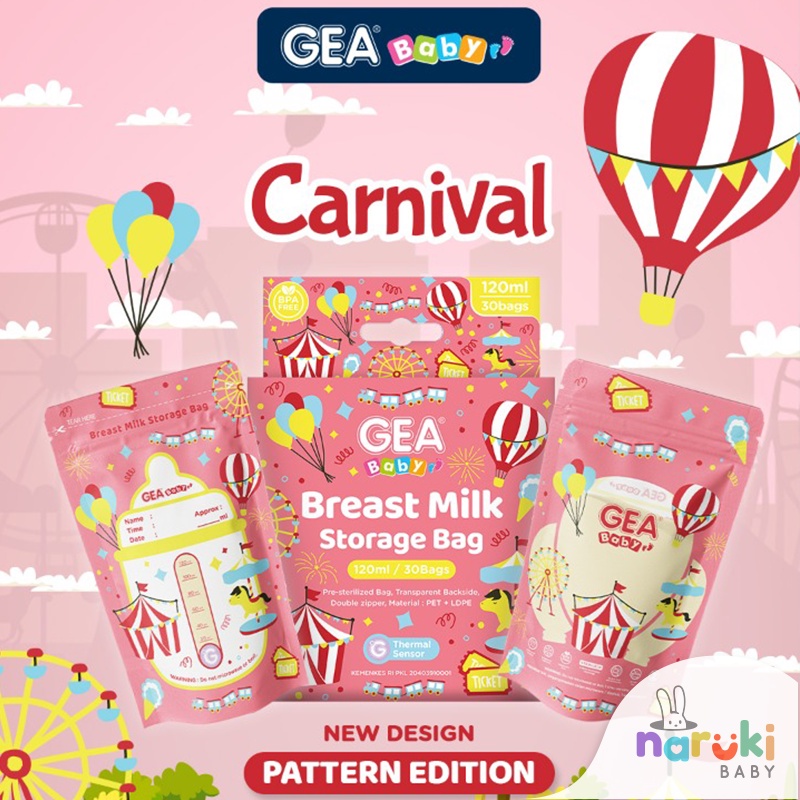 GEA Baby Kantong Asi Motif Baru 120ml Breastmilk Storage Asibag isi 30pcs GEABABY