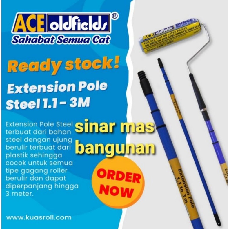 Jual Tongkat Kuas Rol Cat Mt Mt Aceoldfields Extension Pole Steel Meter Shopee Indonesia