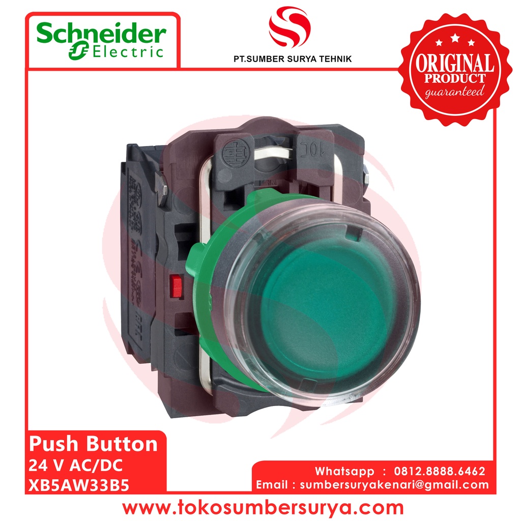 Push Button Warna Hijau Saklar Listrik ON OFF SNI XB5AW33B5 Asli Ori Schneider