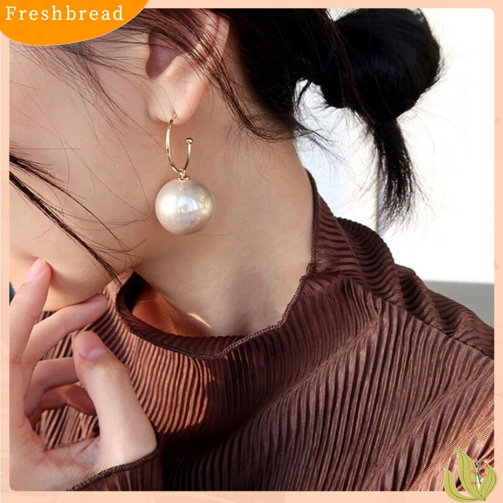Terlaris Women Fashion C-shape Faux Pearl Dangle Pendant Ear Stud Earring Jewelry Gift