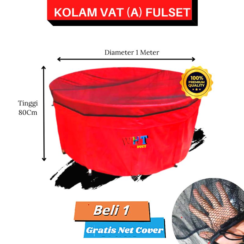 Terpal kolam vat ikan koi bundar ukuran diameter 1 meter tinggi 80cm bahan Orchid semi karet grade A