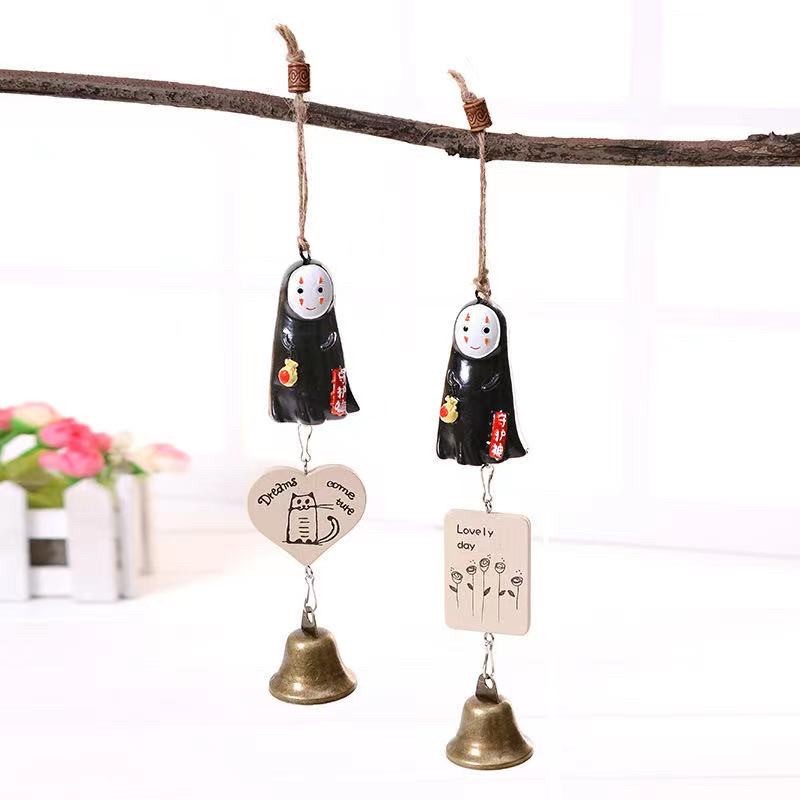 Wind Chimes Figure Spirited Away No Face Kaonashi + papan + lonceng Gantungan