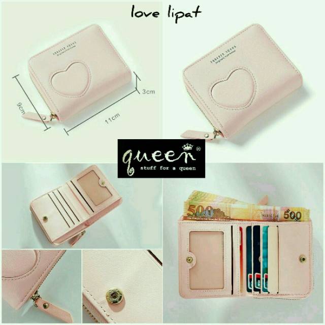 Dompet Wanita Lipat Fashion Murah / Dompet Wanita Mini Lipat Embos Love Coak