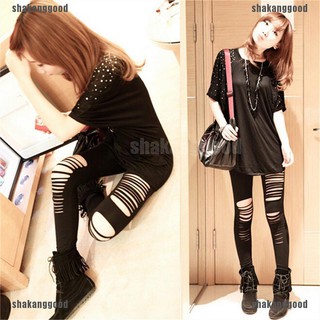 Celana Legging Wanita dengan Model Ripped dan Potongan Cut Celana Legging Wanita dengan Model Ripped dan Potongan Cut