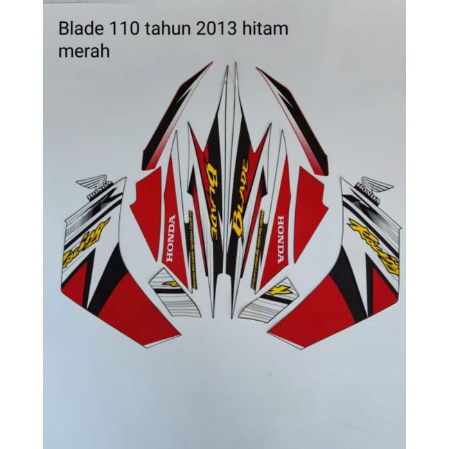 striping stiker motor blade 110 tahun 2013 warna hitam merah