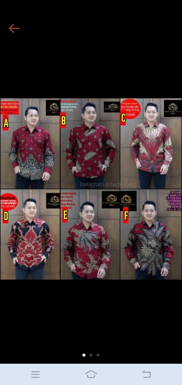Cod Kemeja Batik Pria Furing Braja Lengan Panjang Merah Maron Kamulyan Modern