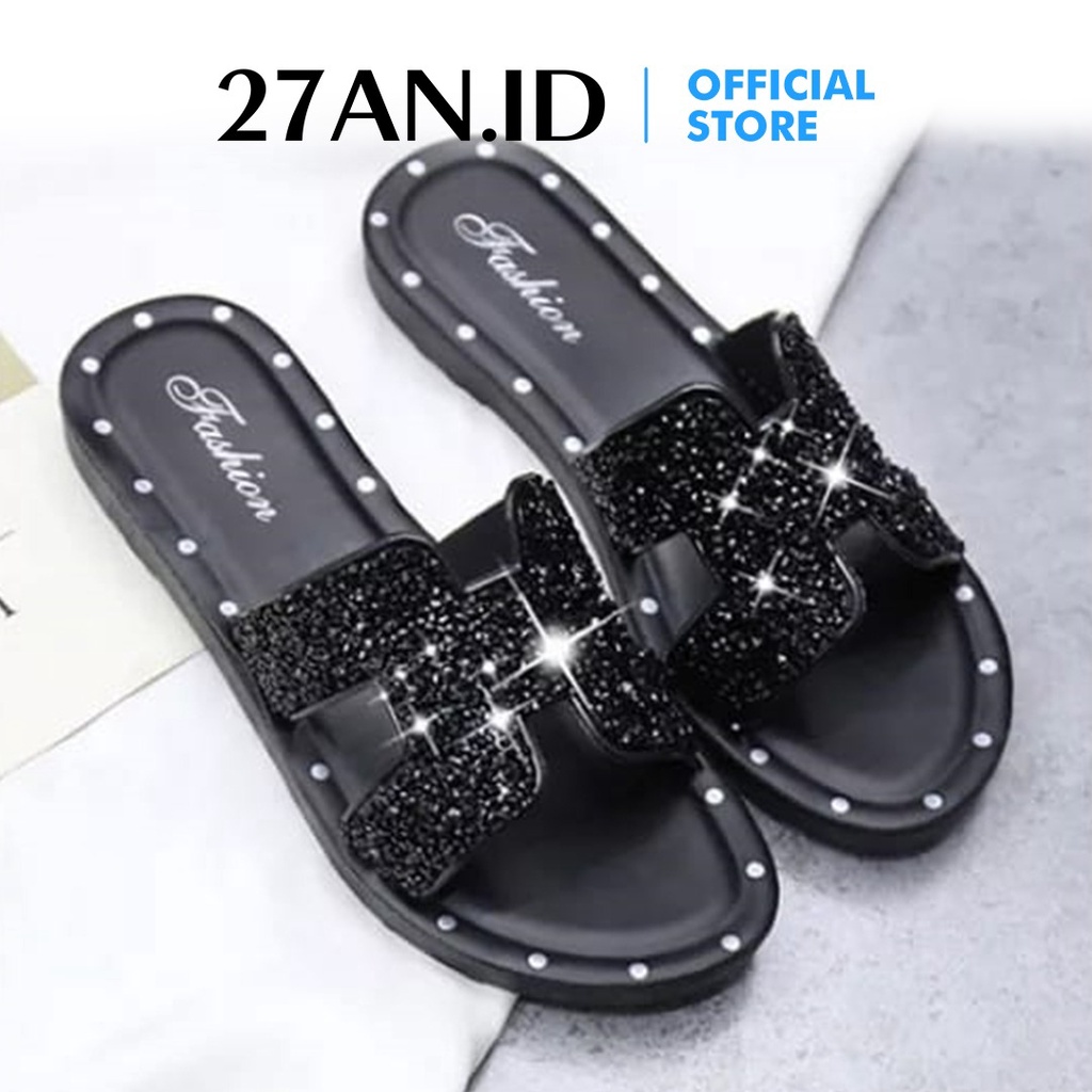 Sandal Wanita SP17  Sandal Slop Motif Manik-Manik Fashion Korea Import Real Pict