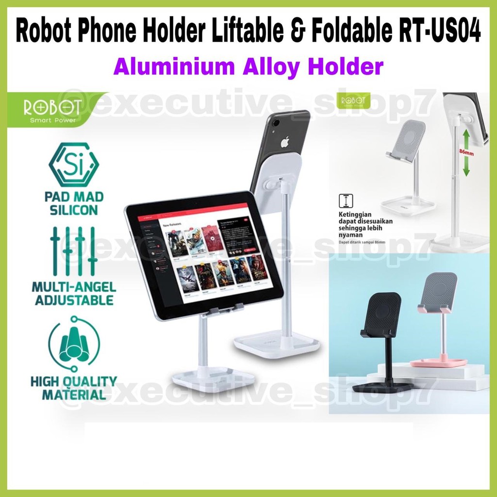 Robot Phone Holder Liftable &amp; Foldable RT-US04 -Aluminium Alloy Holder