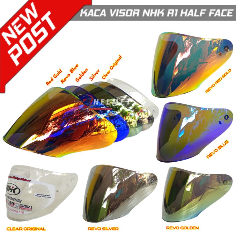 Kaca Helm Nhk R1 Clear Original Half Face Visor R 1 Xinoid Revo Iridium Red Gold Silver Blue Golden