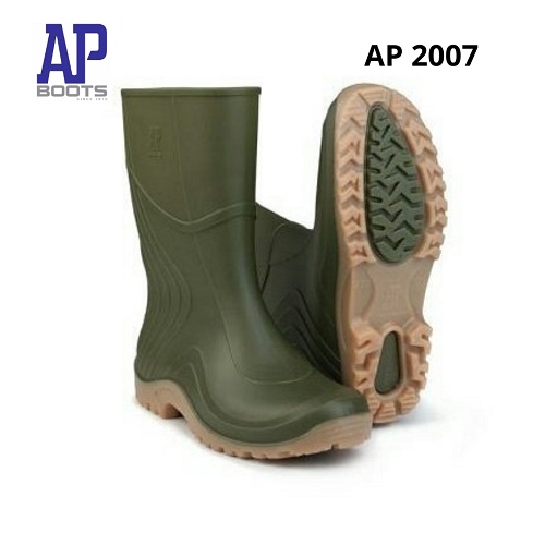 SEPATU BOOT KARET - AP 2007 GREEN 37-43 - AP BOOTS PENDEK HIJAU - FANZ STORE