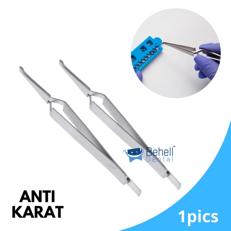 BEHELLDENTAL - PINSET  ORTHO BRACKET HOLDER BEHEL -  TWEEZER DENTAL PENJEPIT JEPITAN JEPIT SS STAINLESS STEEL - INSTRUMENT INSTRUMEN DOKTER GIGI ANTI KARAT