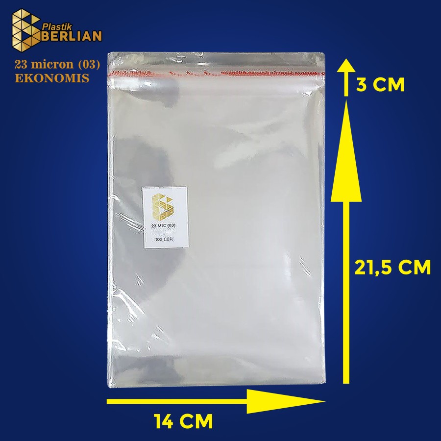 

14 x 21,5 cm Plastik OPP EKONOMIS 23micron (100 lbr) (lem/seal)