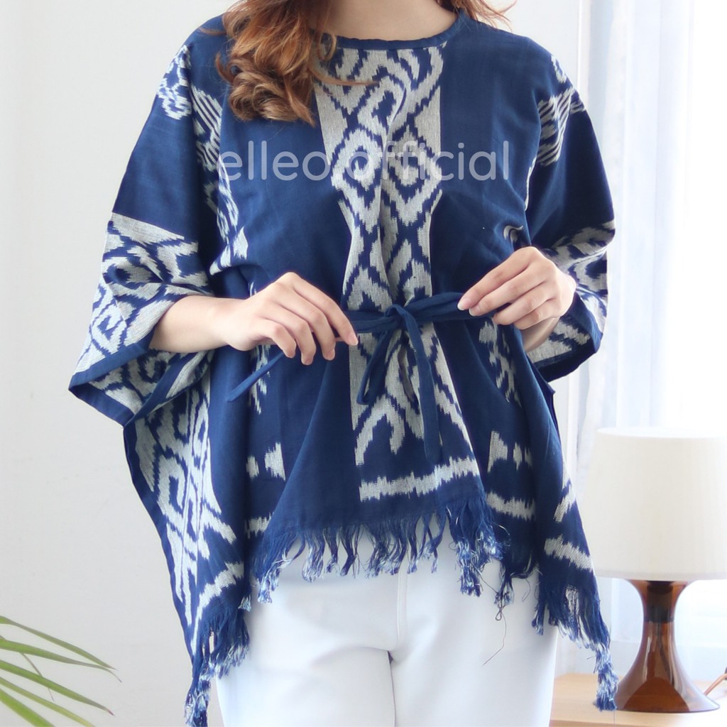 ELLEO BLOUSE TENUN 2 VARIAN BLUES CARDIGAN TENUN NAVY BROWN