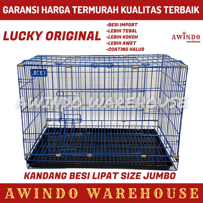 KANDANG BESI LIPAT SIZE JUMBO HEWAN ANJING KUCING KELINCI TUPAI MONYET LUCKY 175