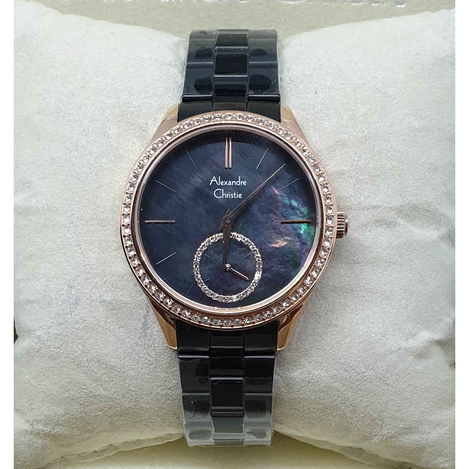 Alexandre Christie Ac2715 Rosegold Black, Jam Tangan Wanita, Original