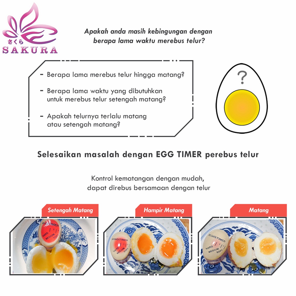 EGG TIMER Perfect Boiled Indicator/ Pengukur Suhu Telur Rebus Kitchen Unik&amp;Lucu-SOSOYO