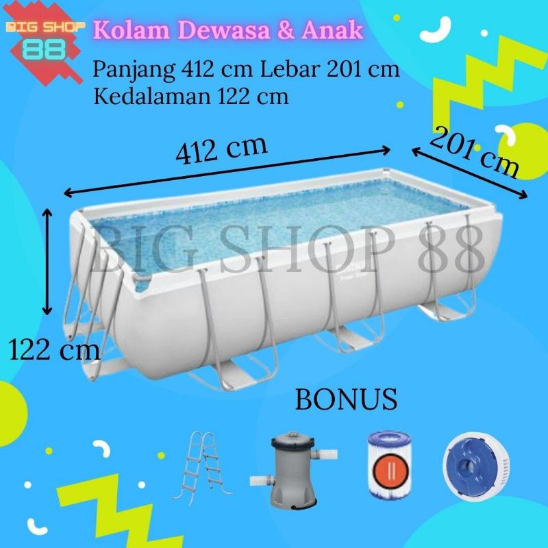 BESTWAY KOLAM RENANG PORTABLE KOLAM RENANG ANAK JUMBO PRISM POOL FRAME POOL 4 METER