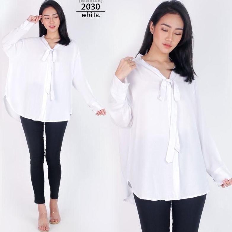 ➷ KEMEJA ATASAN Pita BIG SIZE JUMBO 2030 BAJU WANITA GEMUK HAMIL MENYUSUI KERJA KANTOR Modis XXL XXX