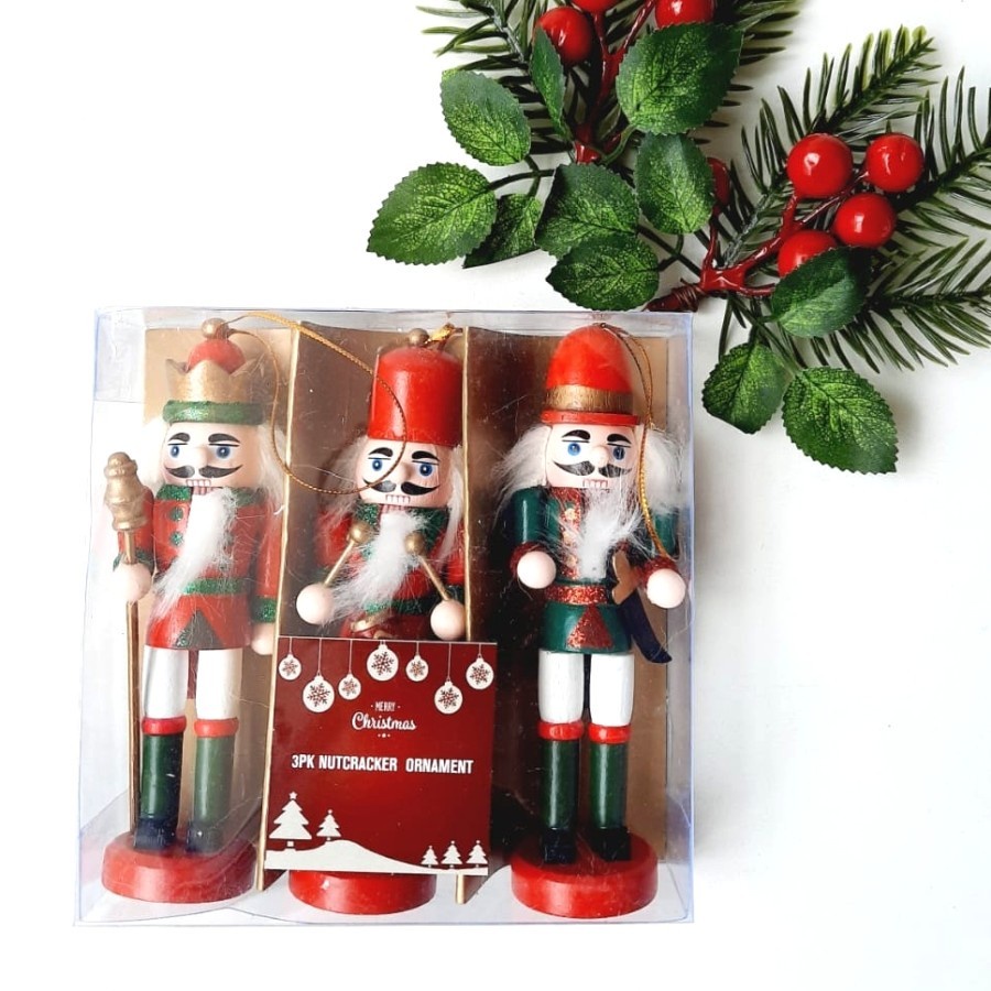 Gantungan Nutcracker Set isi 3 Christmas Nutcraker Prajurit Kayu TC311