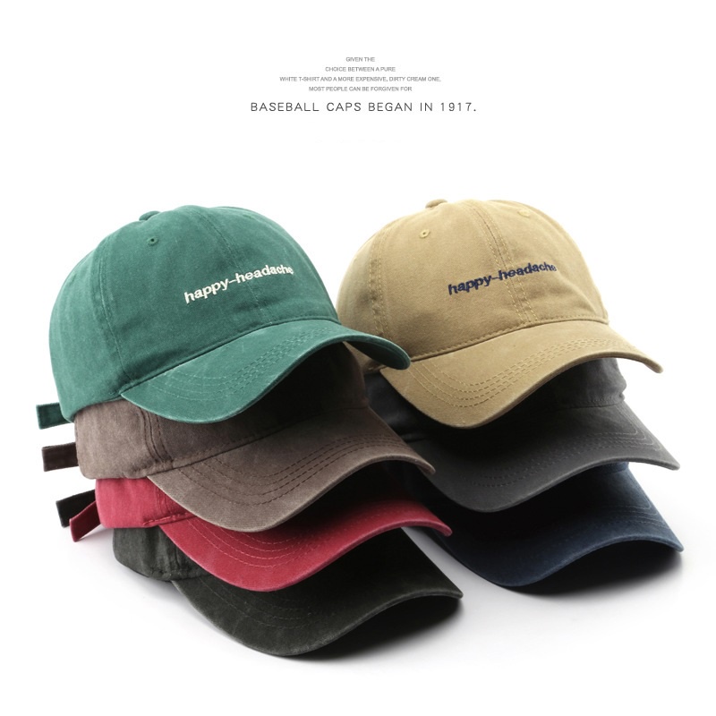 NEXTSTOP-187 Unisex Hat Soft Material Bordir Happy Headache Baseball