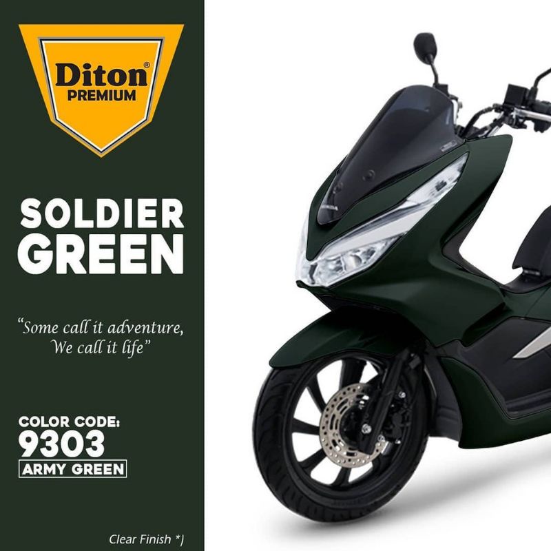 DITON PREMIUM 9303 ARMY GREEN CAT SEMPROT SPRAY PAINT WARNA HIJAU SOLDIER tahan bensin bukan merk PY