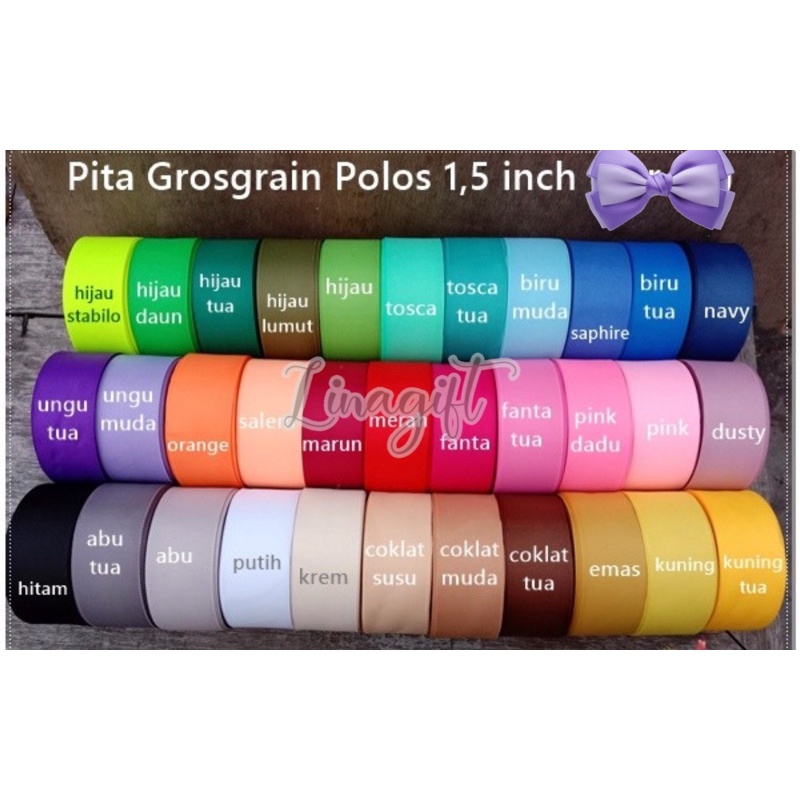 ( 3 Meter ) PITA GROSGRAIN POLOS 1.5 IN ( 4 CM ) - GIFT RIBBON 11/2 INCH GROSSGRAIN HIASAN KADO HAMPERS PARCEL SOUVENIR GOODIE BAG