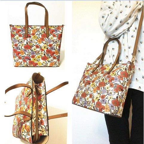 Tas TB Kerrington small zip tote blossom daisy sz 28x25x11cm