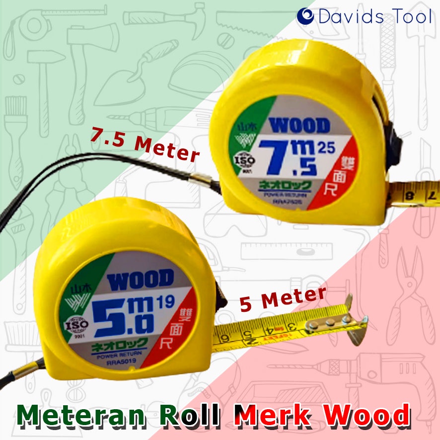 Meteran 5 Meter Tukang Paling Bagus 7.5 Bangunan Wood Roll Bolak Balik