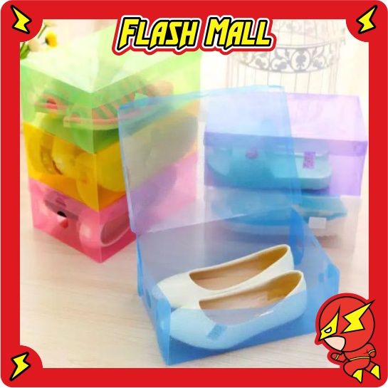 Jual Flashmall R Kotak Sepatu Transparan Warna Warni Box Tebal