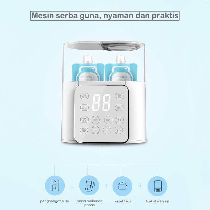 Smart Bottle Warmer/ Sterilizer Botol Bayi/ Penghangat Asi Baby Safe Multifungsi 220W/ Penghangat Susu Bayi/ Sterilisasi Botol Layar Besar Led/ Milk Warmer/Penghangat asi