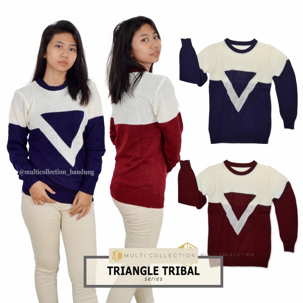 SALE TRIANGLE TRIBAL - BAJU SWEATER RAJUTAN WANITA KOREA - baju rajut - sweater rajut - sweater