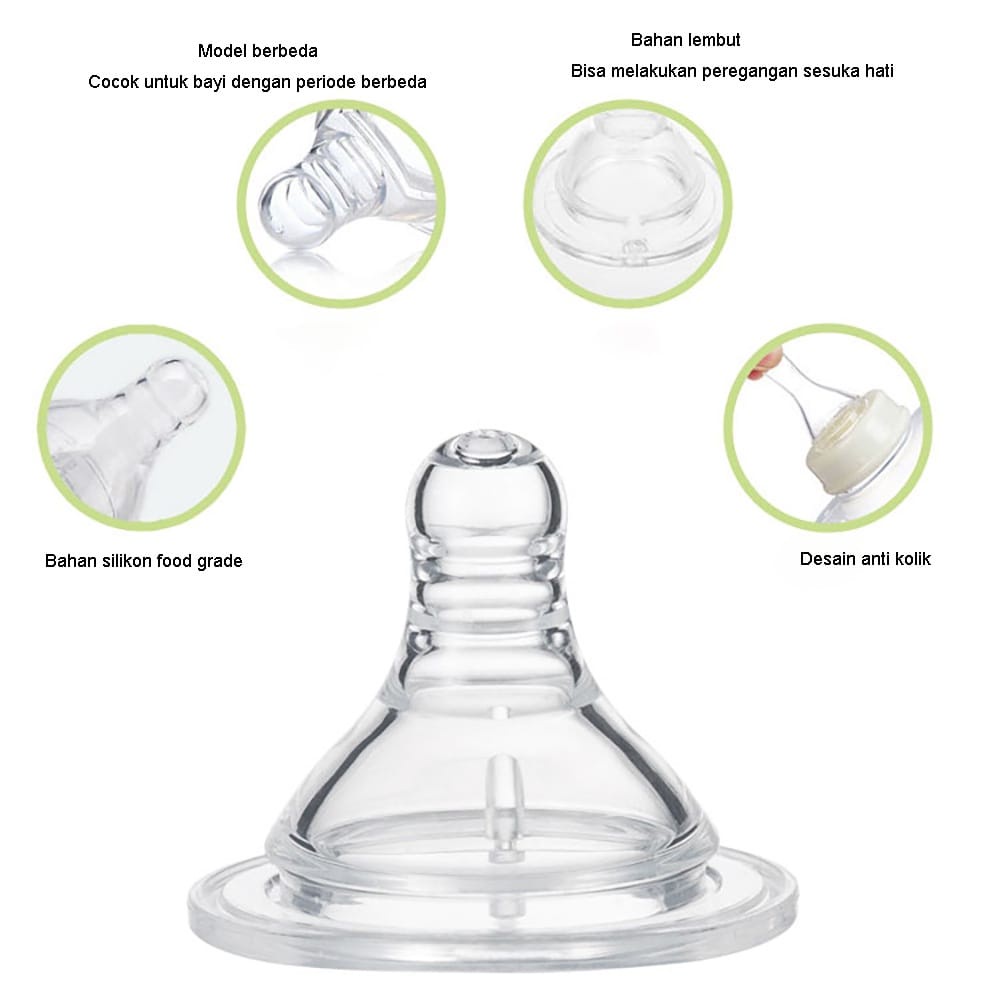 Dot Nipple Silicone Wideneck Universal Newborn Impor | bahan tebal, BPA FREE