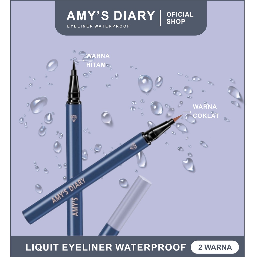 Eyeliner Waterproof AMY'S DIARY Liquid Eyeliner Sweat Proof Anti Smudge Soft Touch tahan lama