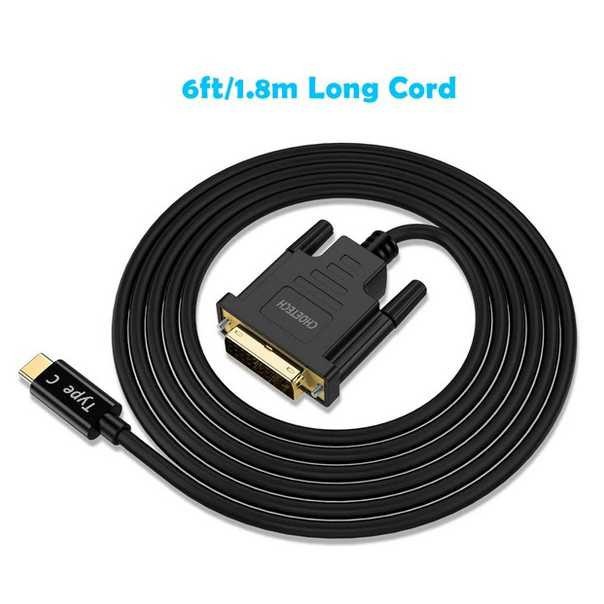 Usb3.1 Type-c thunderbolt to Dvi-d 24+1 cable choetech 1.8m 4k 30hz gold xcd-0018 - Kabel Usb-c to dvi 24-1 1.8 meter xcd0018