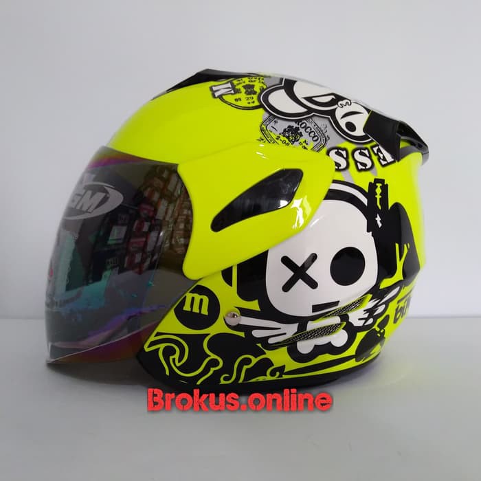Helm GM Fighter SE Speak Up Yellow Fluo Half Face