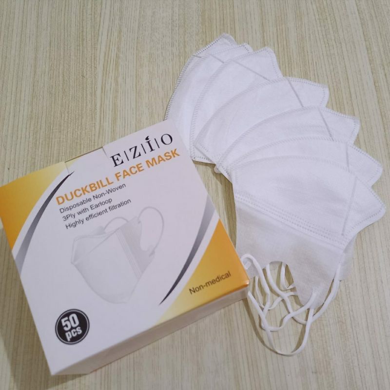 Duckbill Putih Isi 50 DUCKBILL 3 PLY Merk Ezio dan Facemask