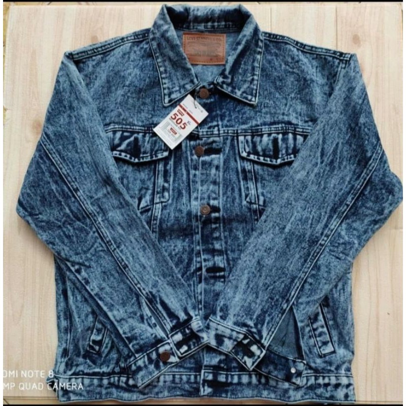 JAKET JEANS LEVIS PRIA DENIM SANDWASH - BIRU PUTIH