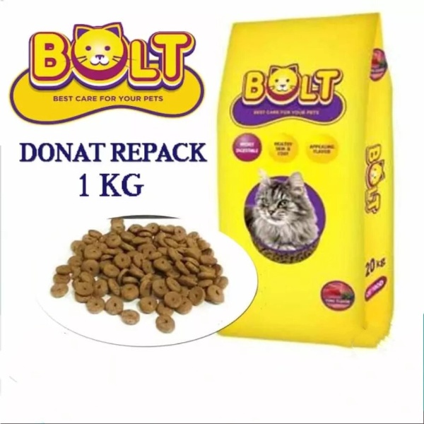 Makanan kucing BOLT Adult Kemasan Repack 1kg &amp; 800gr