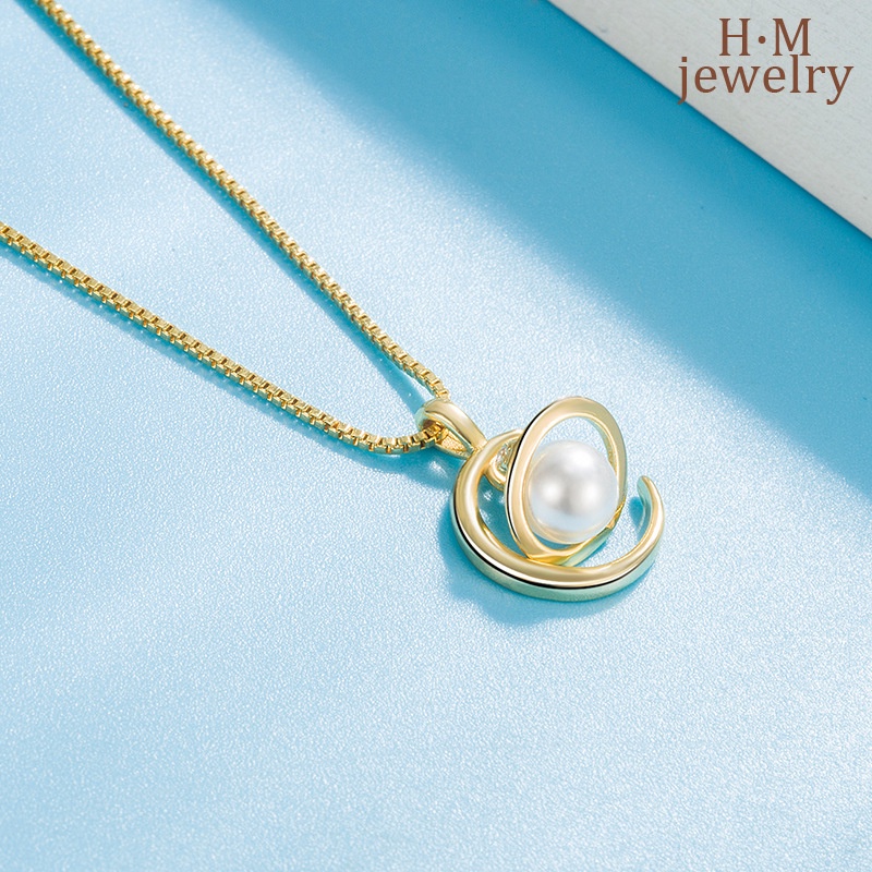 Kalung Rantai Sterling Silver 925 Dengan Liontin Planet / Bulan Warna-Warni Untuk Wanita