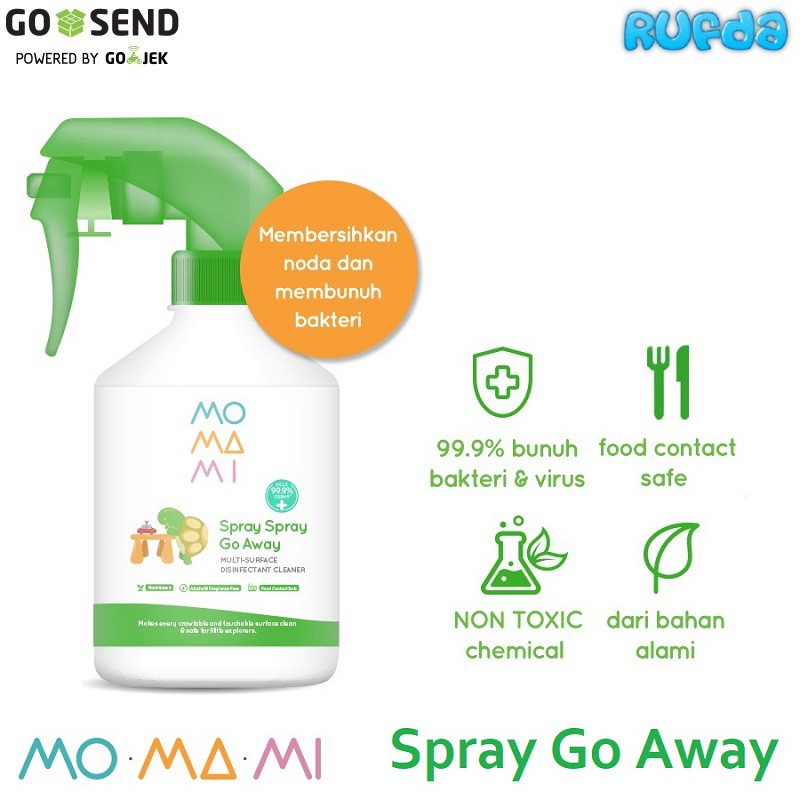 Momami Spray Go Away Pembersih Disinfektan Permukaan Highchair Car Seat Stroller Meja Mainan dll