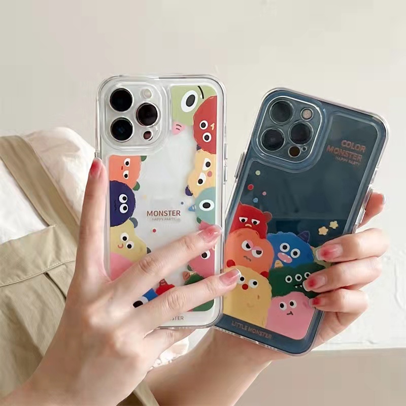 Case Bahan Akrilik Transparan Motif Monster Kecil Untuk iPhone 11 7Plus 8Plus Xr XS 13 12 Pro Max