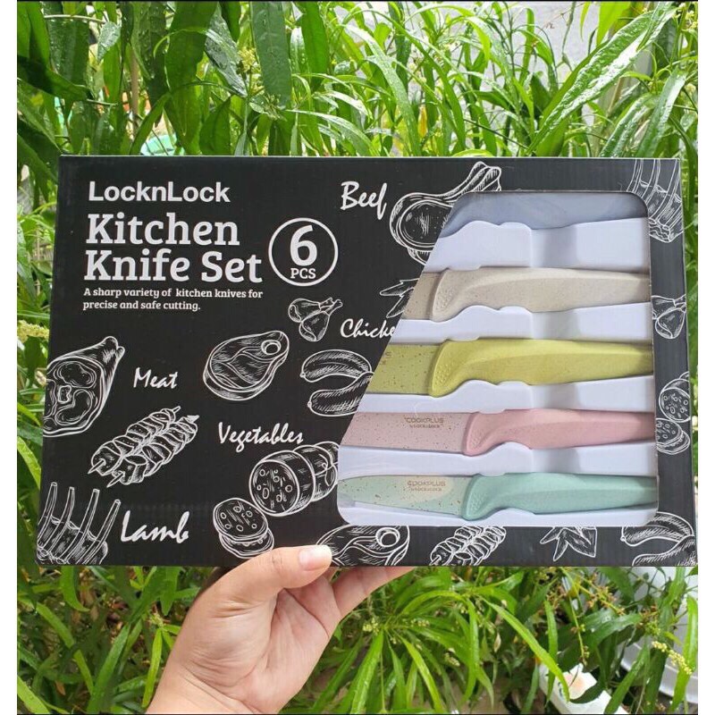 pisau set Lock & Lock fullcolor warna warni pastel isi 6 pcs bukan oxone | pisau set lock n lock